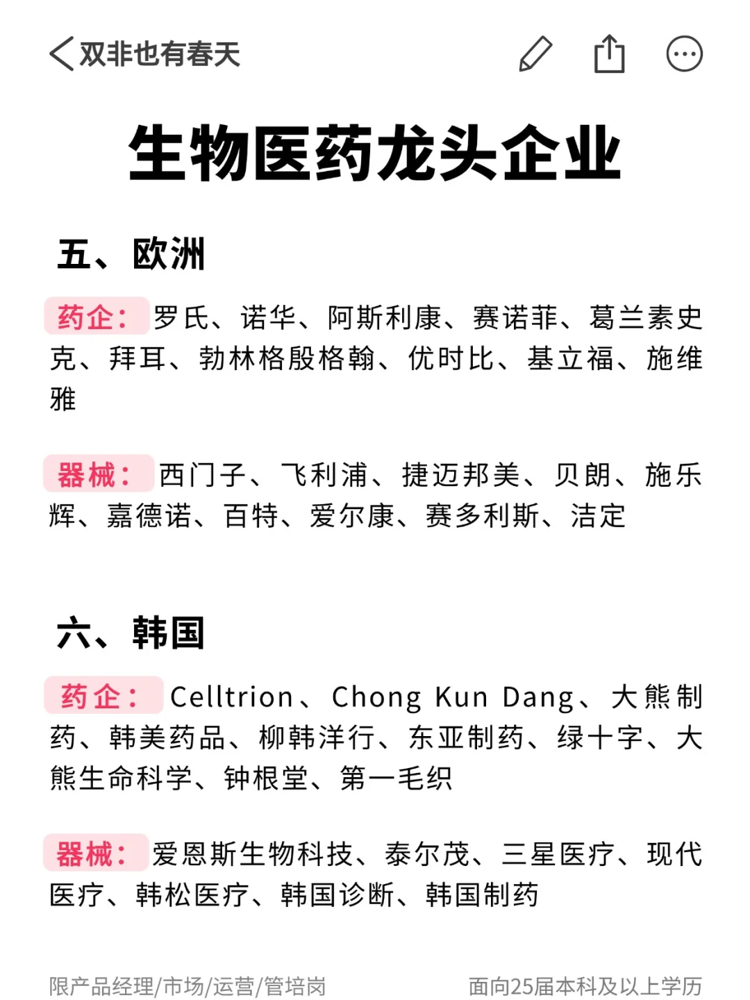值得去的生物医药企业