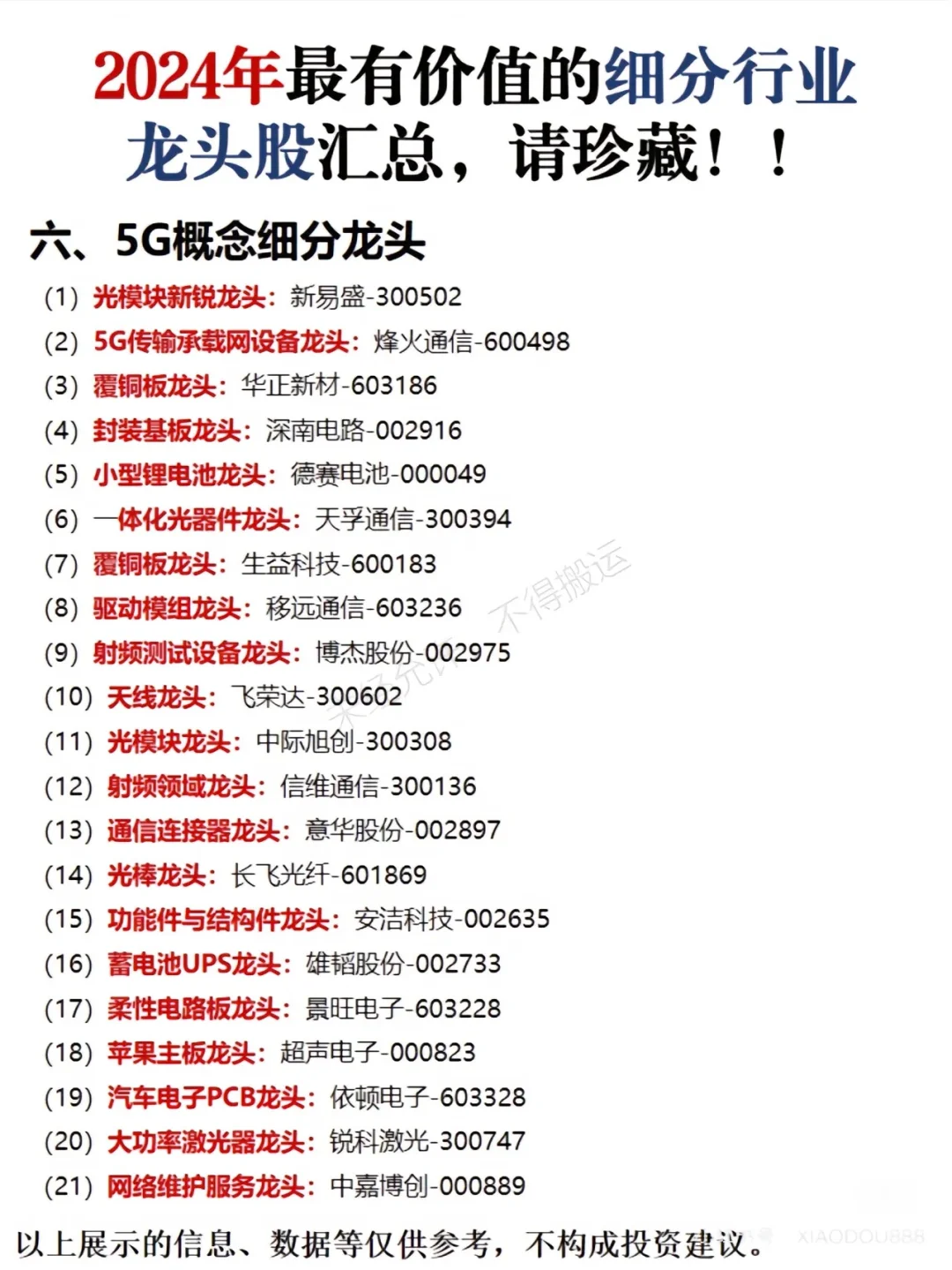 行业龙头梳理