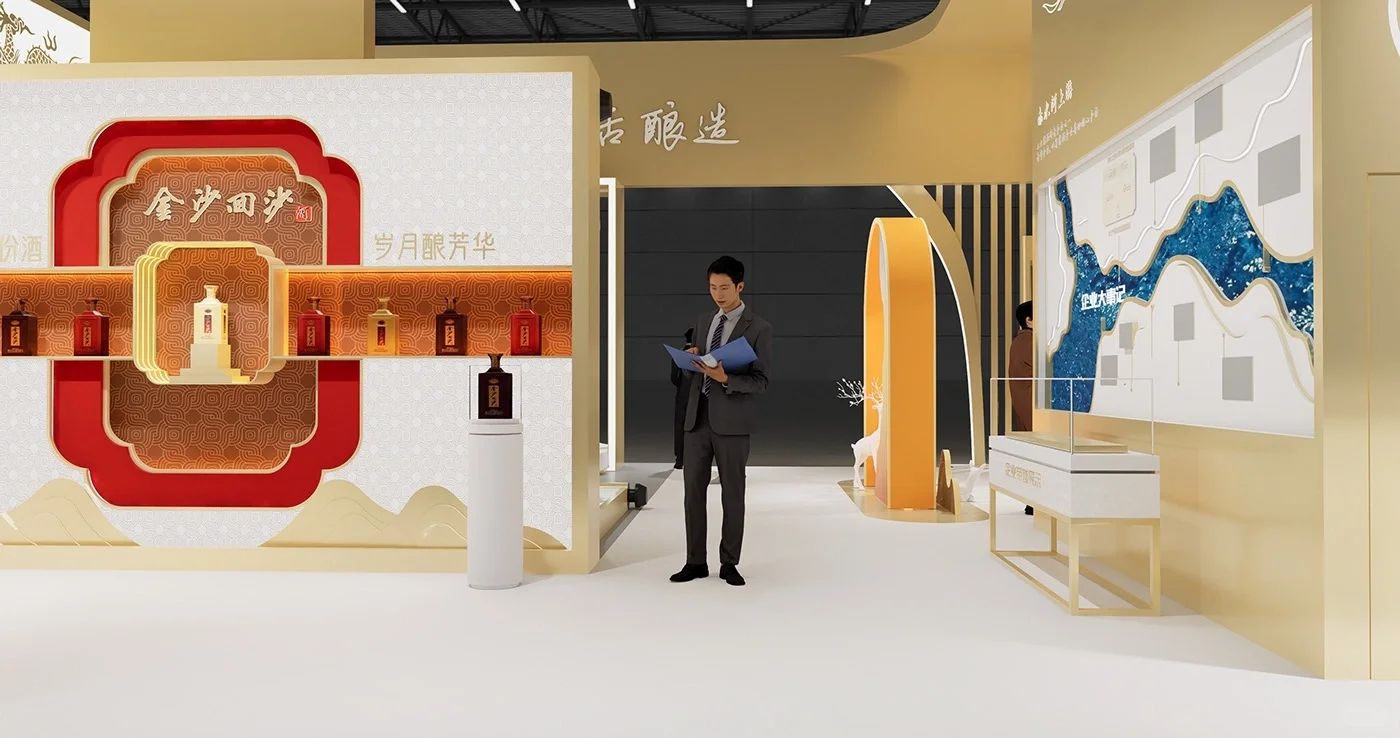 高贵轻奢创意酒类展台设计搭建?吸引人流