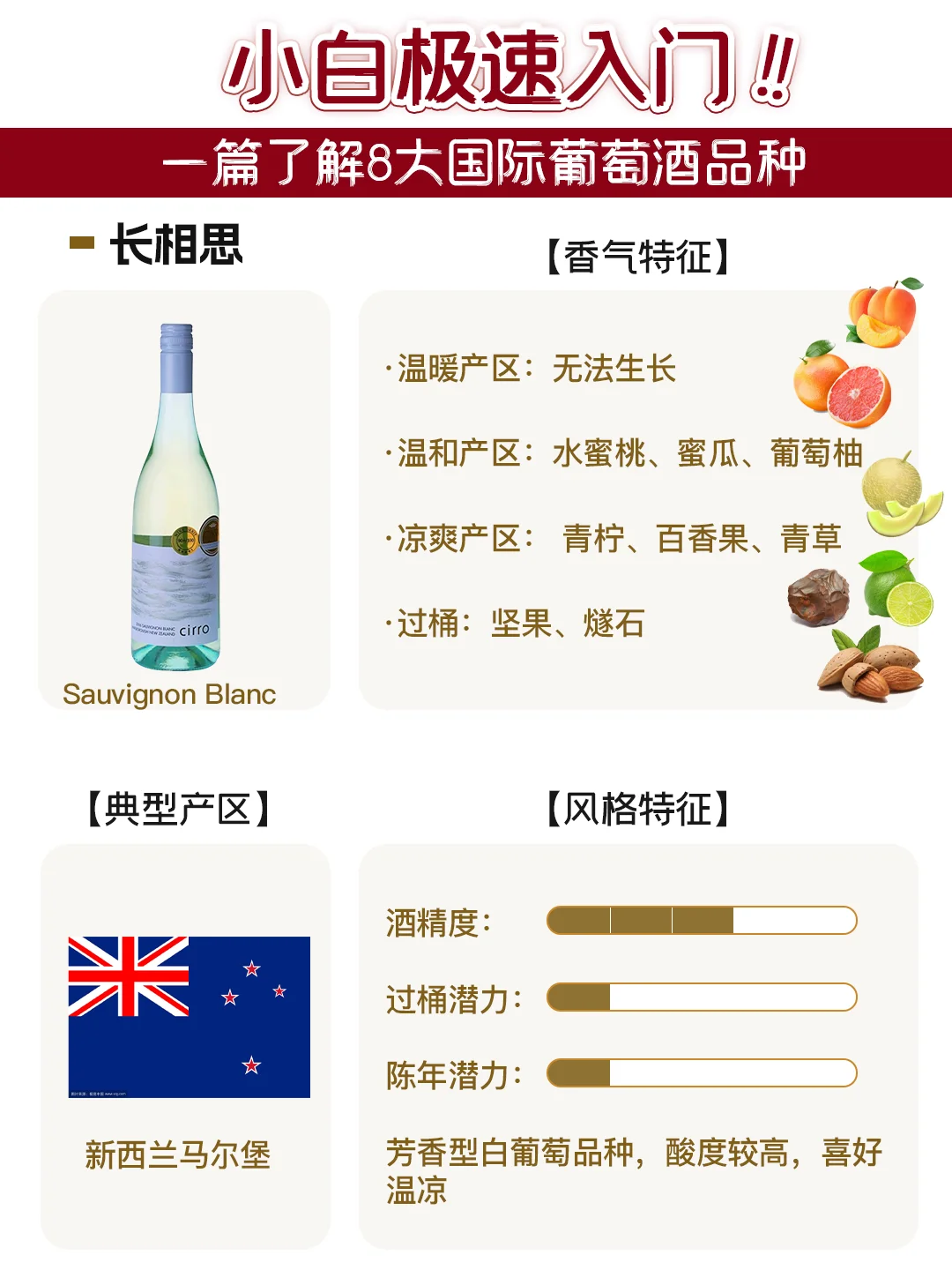 了解这8个葡萄品种，就搞懂90%的葡萄酒❗️