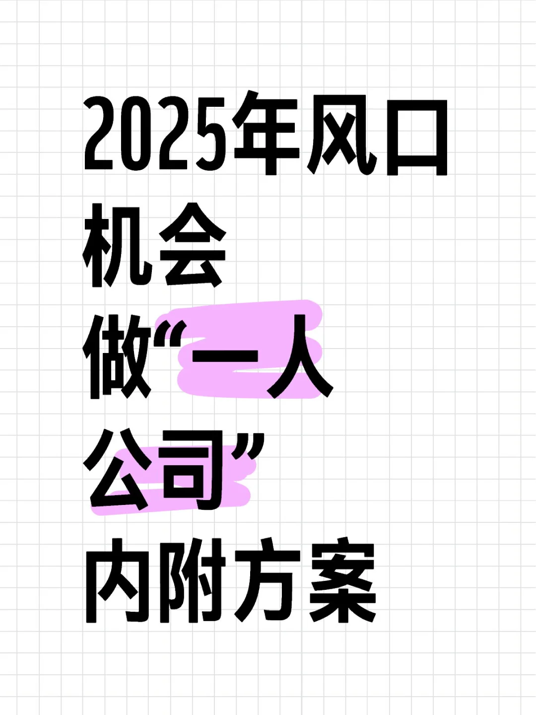 2025年风口机会 做“一人公司” 内附方案
