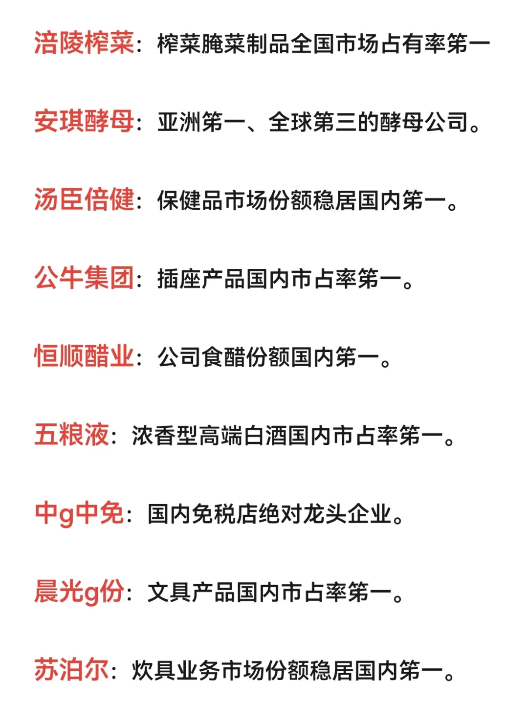 大消费龙头企业20强梳理！