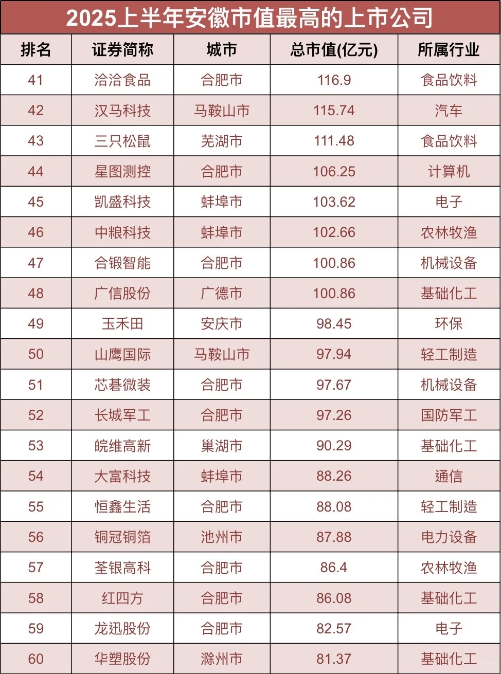 揭秘‼️2025上半年安徽市值最高的上市公司?