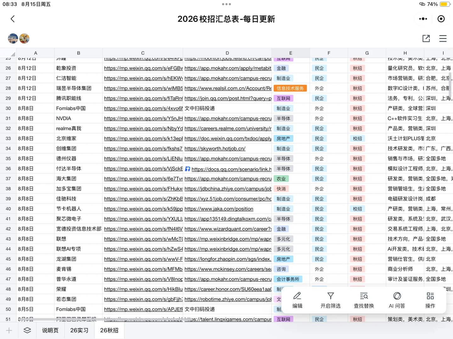 8.18-半导体/新能源/新材料/科技秋招企业