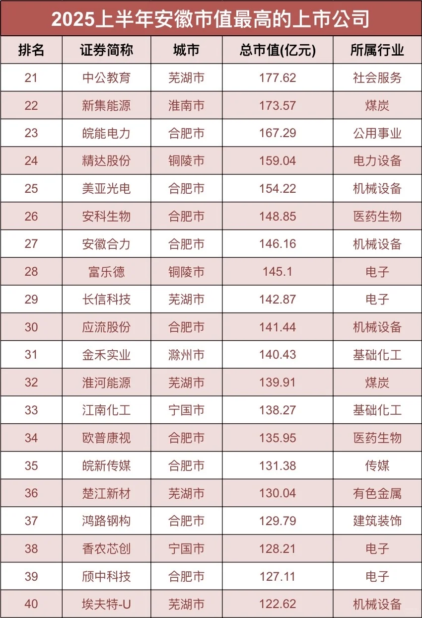 揭秘‼️2025上半年安徽市值最高的上市公司?