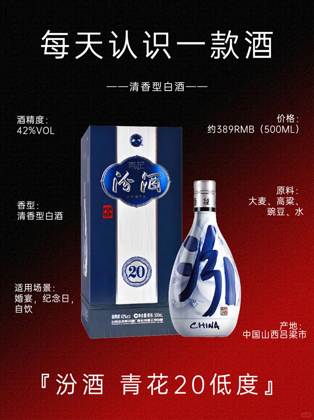 每天认识一款酒：汾酒青花20
