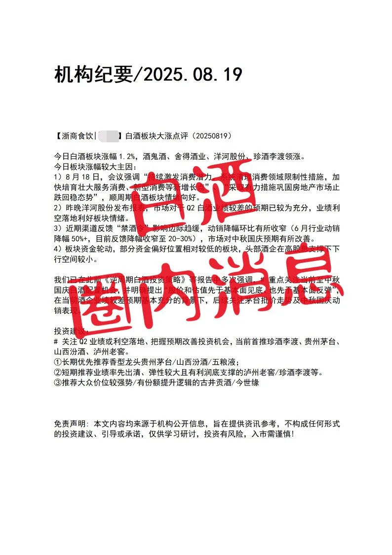 白酒圈内消息分享