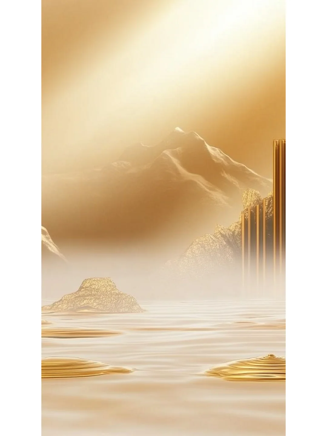 金色系|金山水面中式电商背景