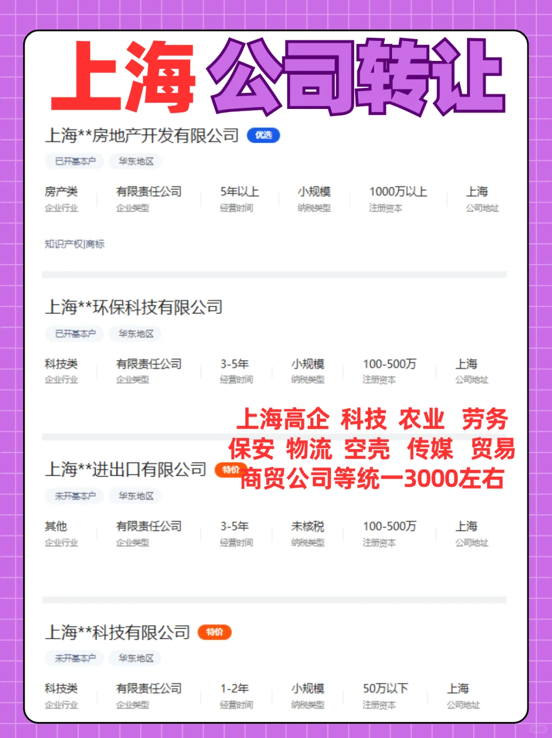 上海公司转让，高企转让