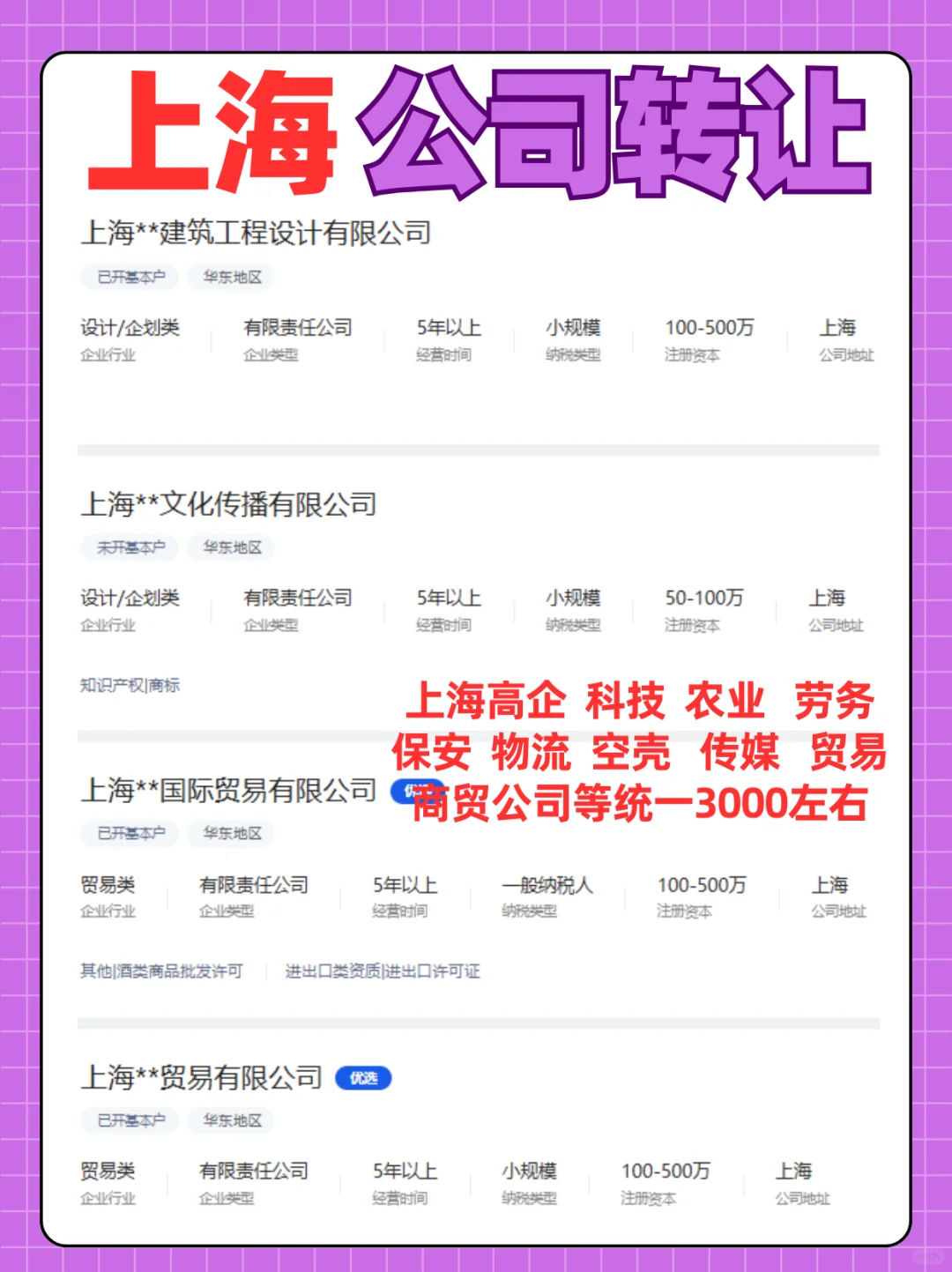 上海公司转让，高企转让