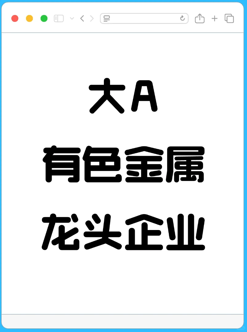 大A有色金属行业龙头