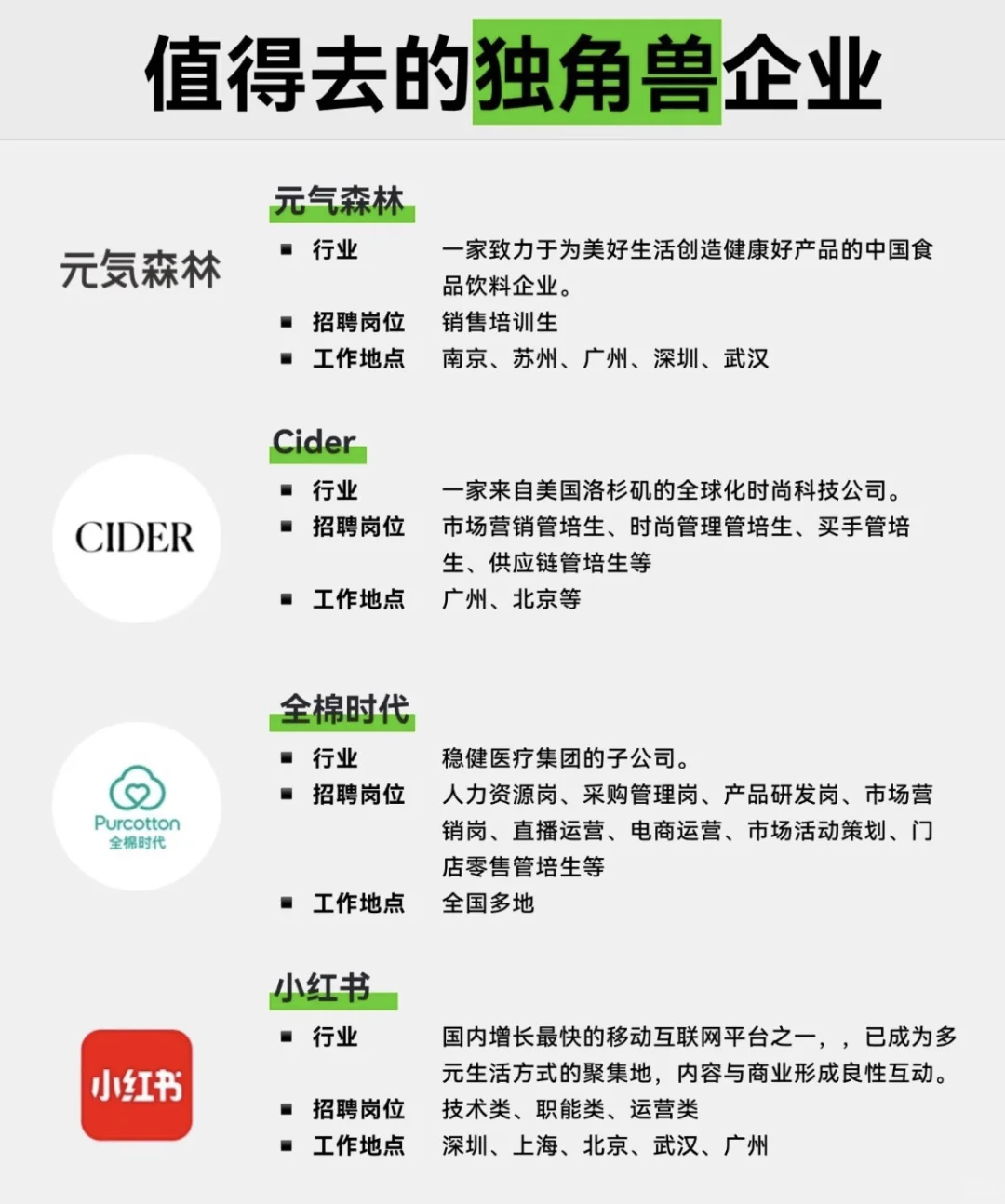 值得去的独角兽企业