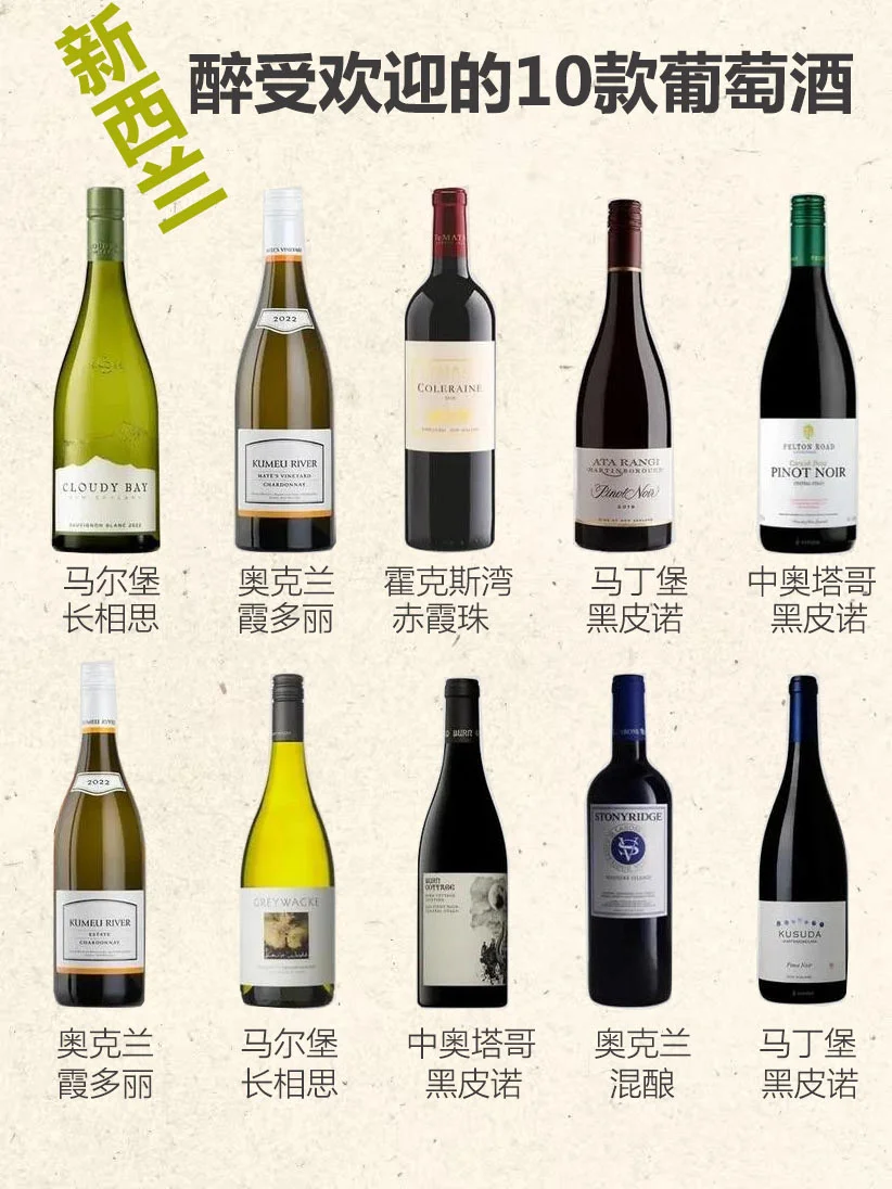 ? 新西兰醉受欢迎10款葡萄酒?
