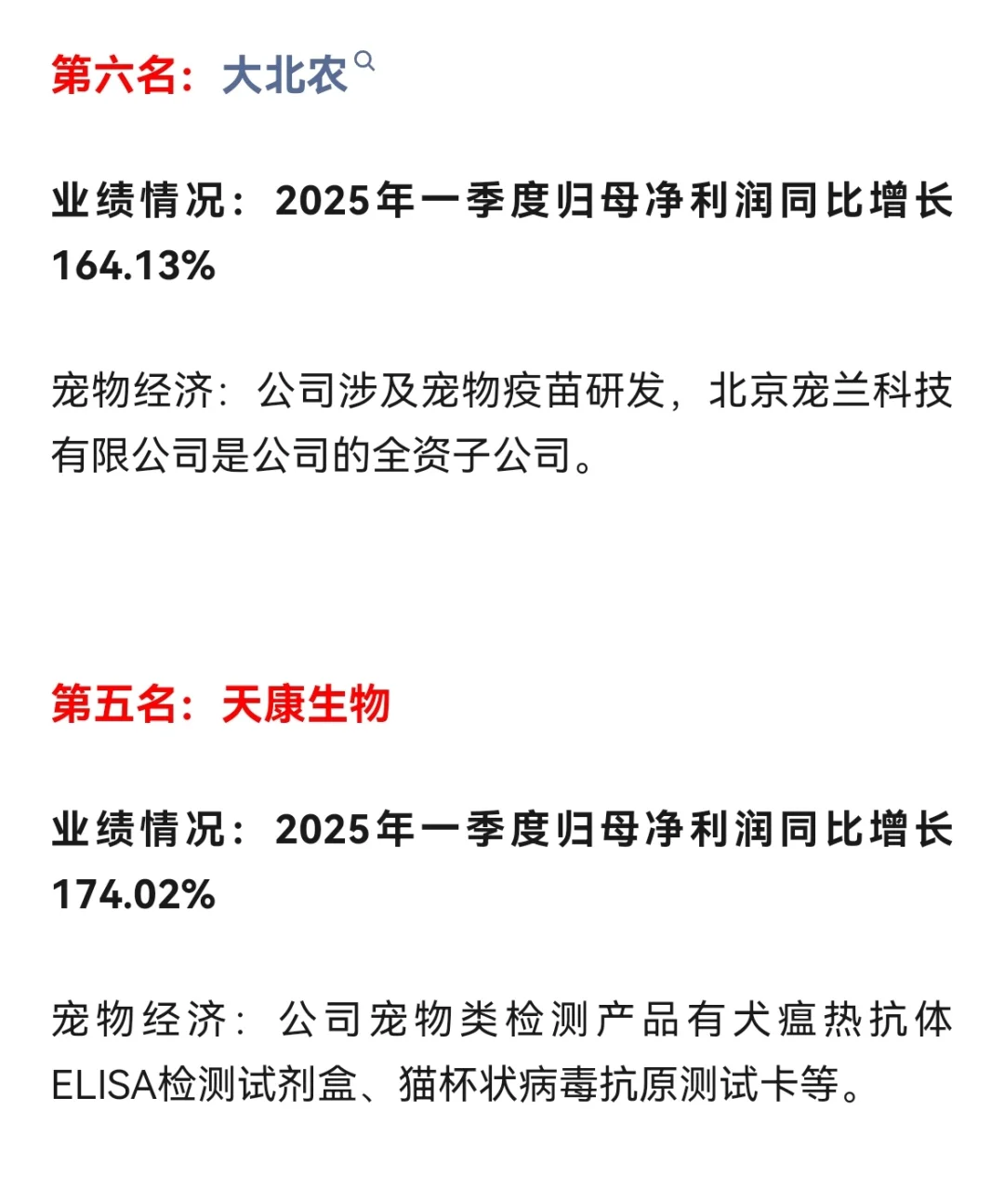 宠物经济一季度业绩TOP20