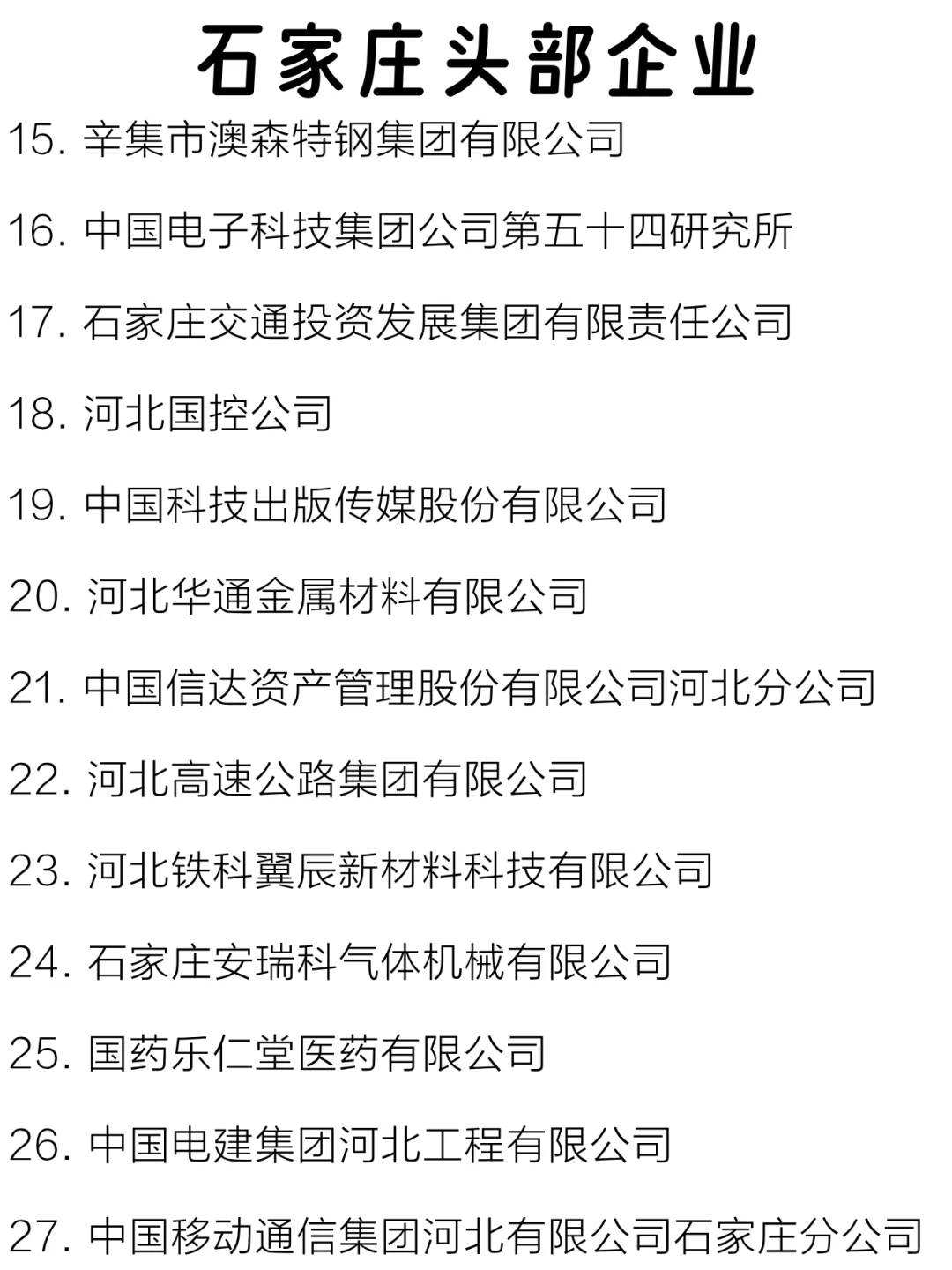 石家庄头部企业大盘点来啦～