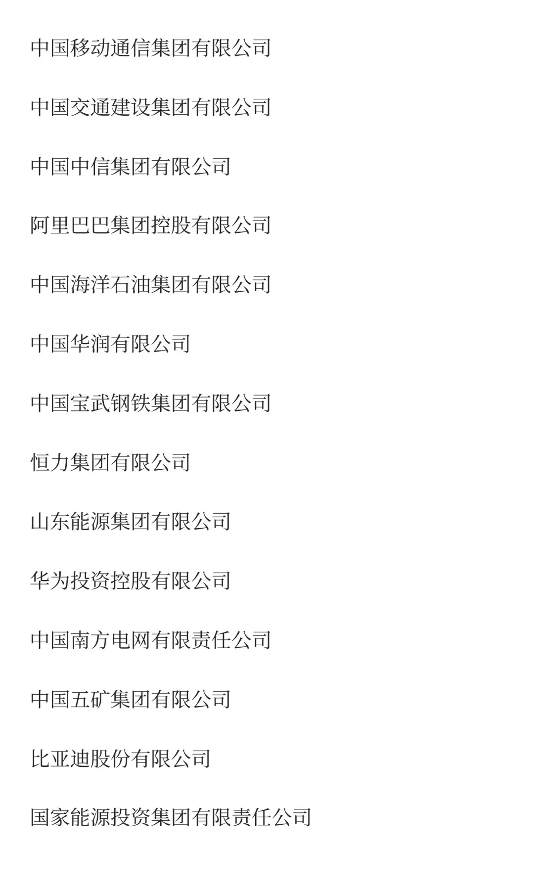 2025年中国企业500强