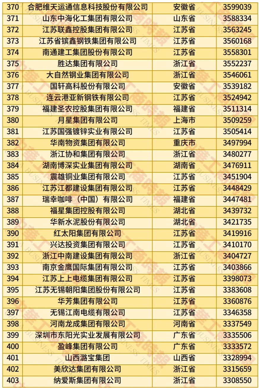 2025年中国民营企业500强榜单