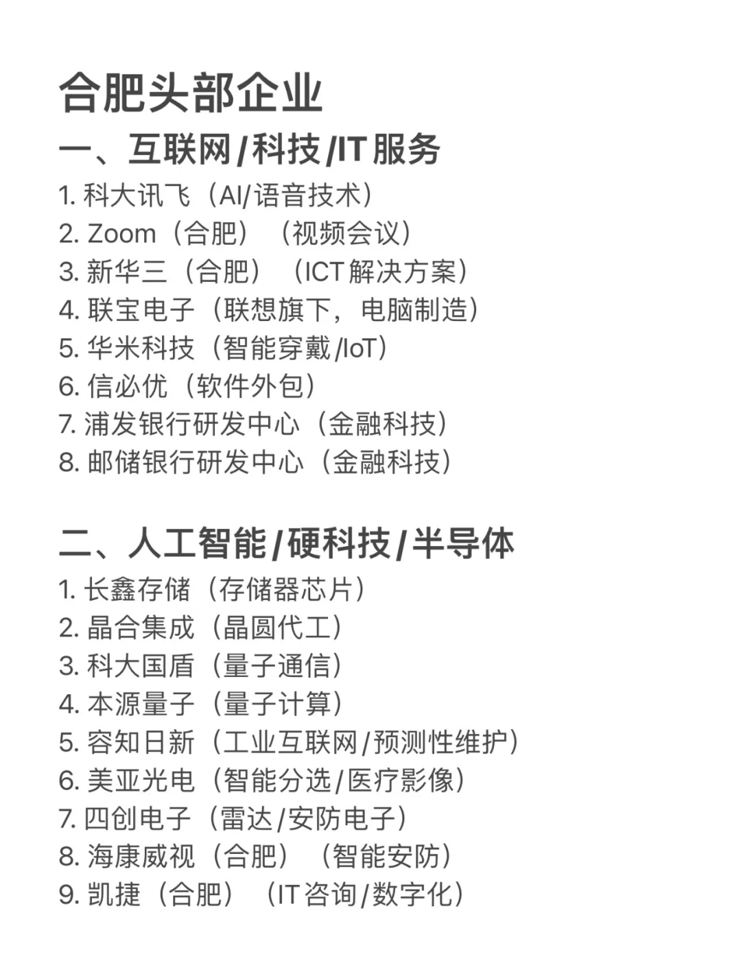 合肥值得去的头部企业