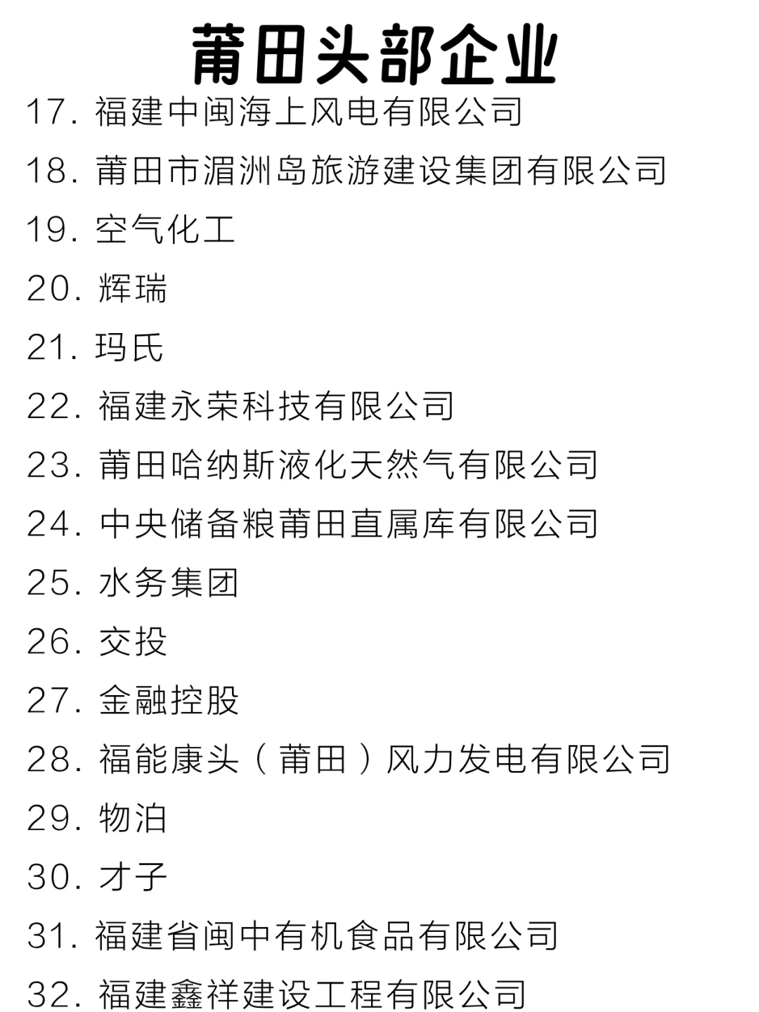 莆田头部企业大盘点来啦～
