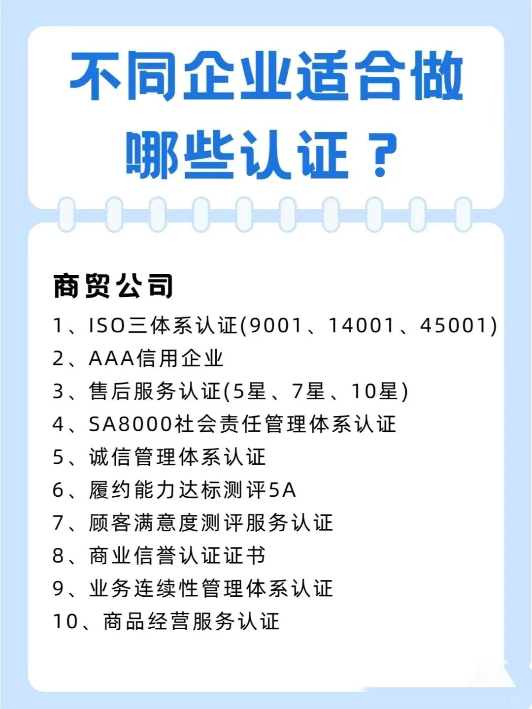 不同行业适合做哪些认证？