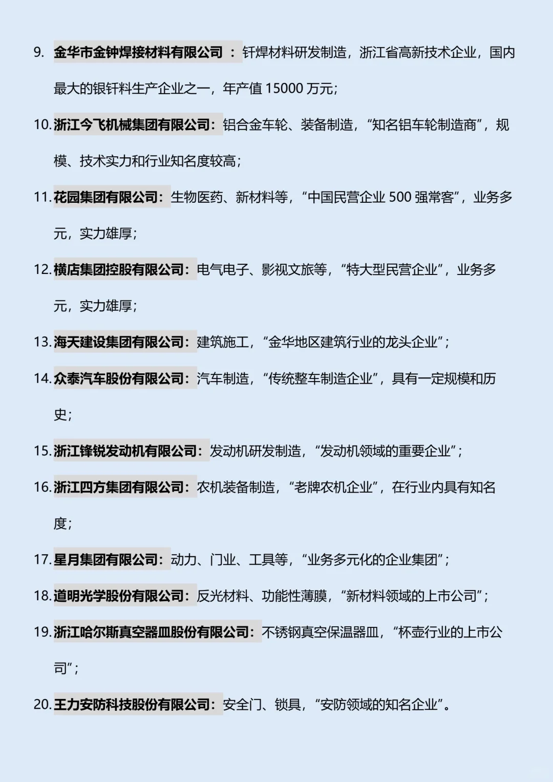 金华市实力企业排名前20