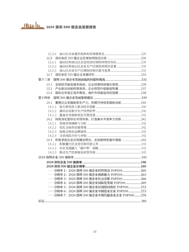 深度解读2024深圳500强企业发展现现状趋势