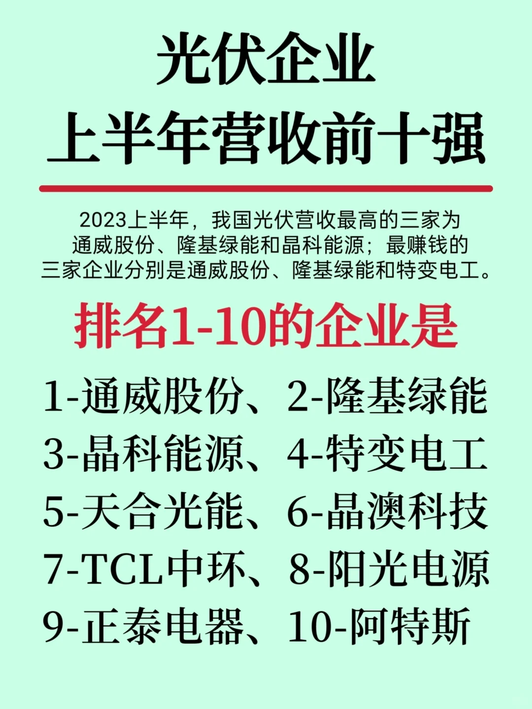 一篇了解光伏板块龙头企业