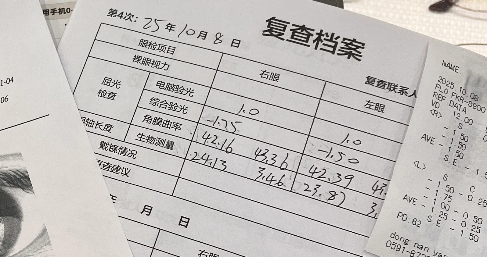 带了两年防控眼镜度数降低