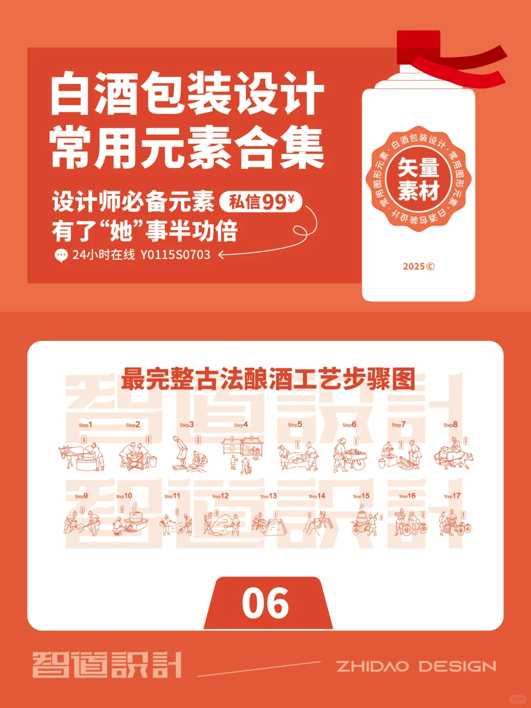 茅台镇酒包装设计图形图标酿酒工艺场景插画