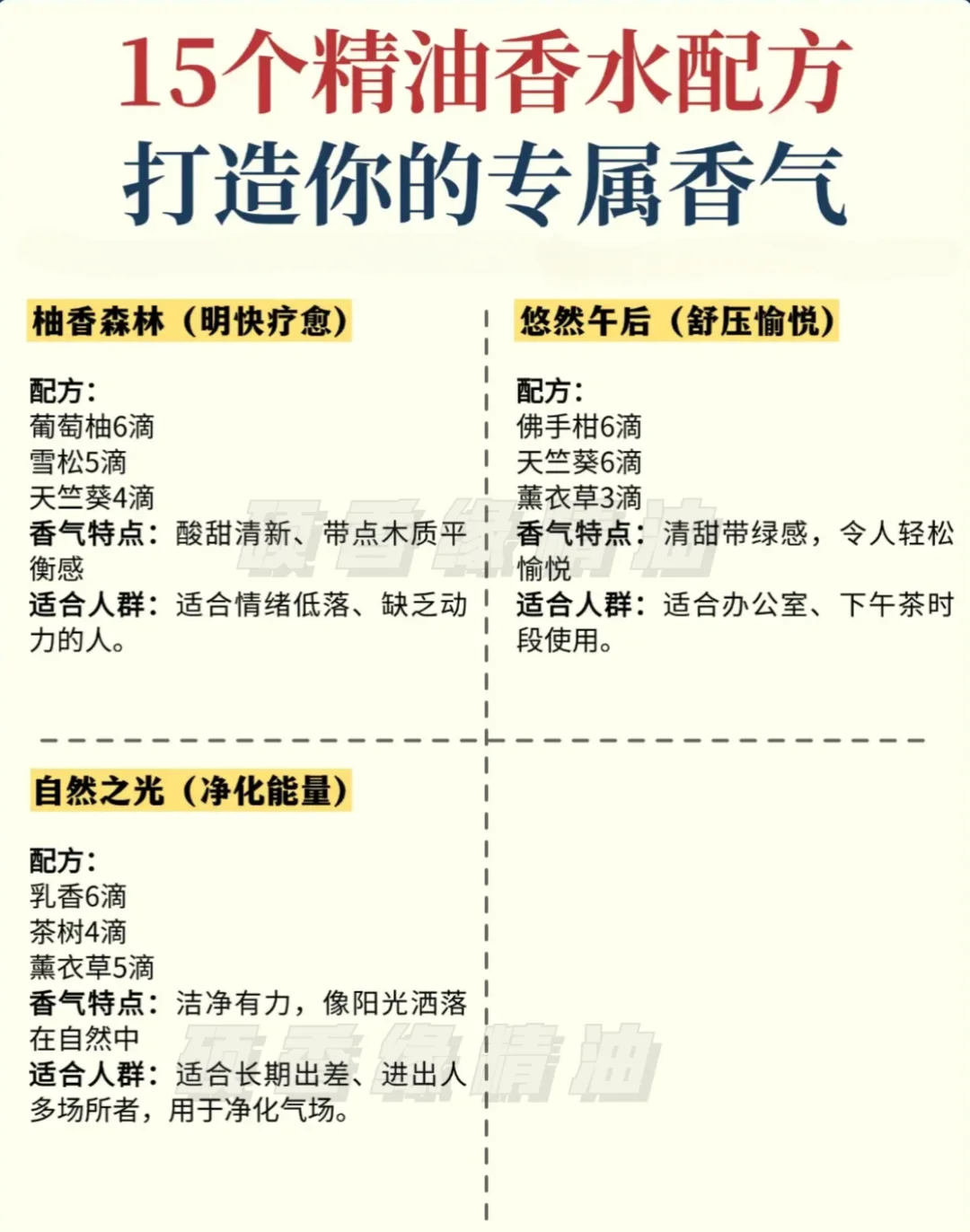 15个精油香水配方，打造你的专属香气