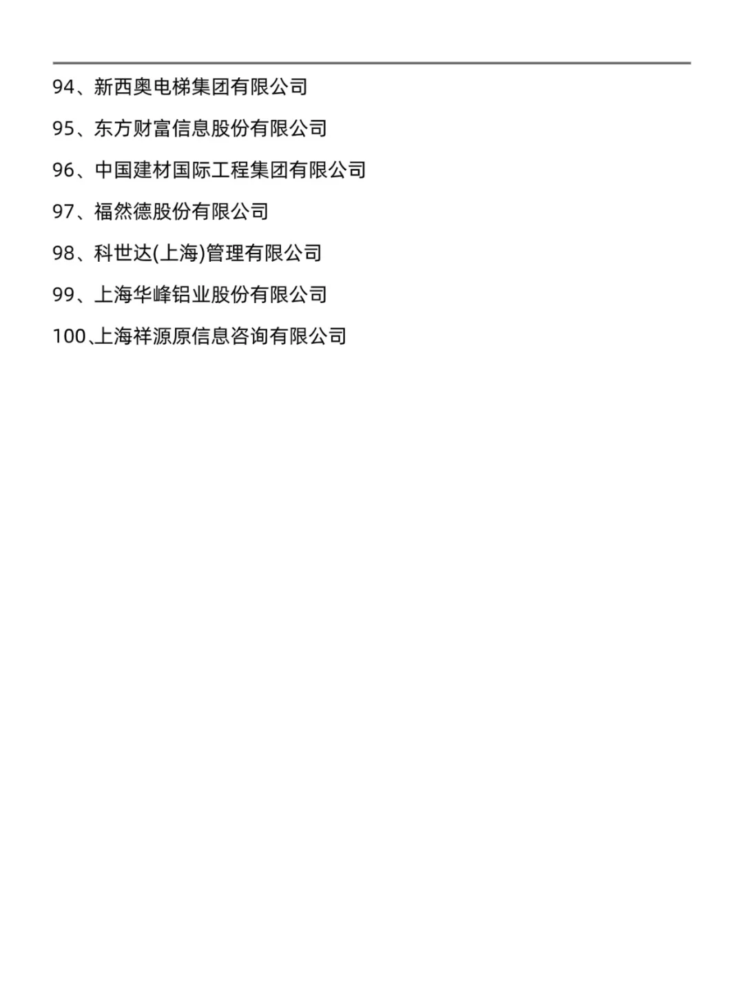 上海值得去的百强企业名录