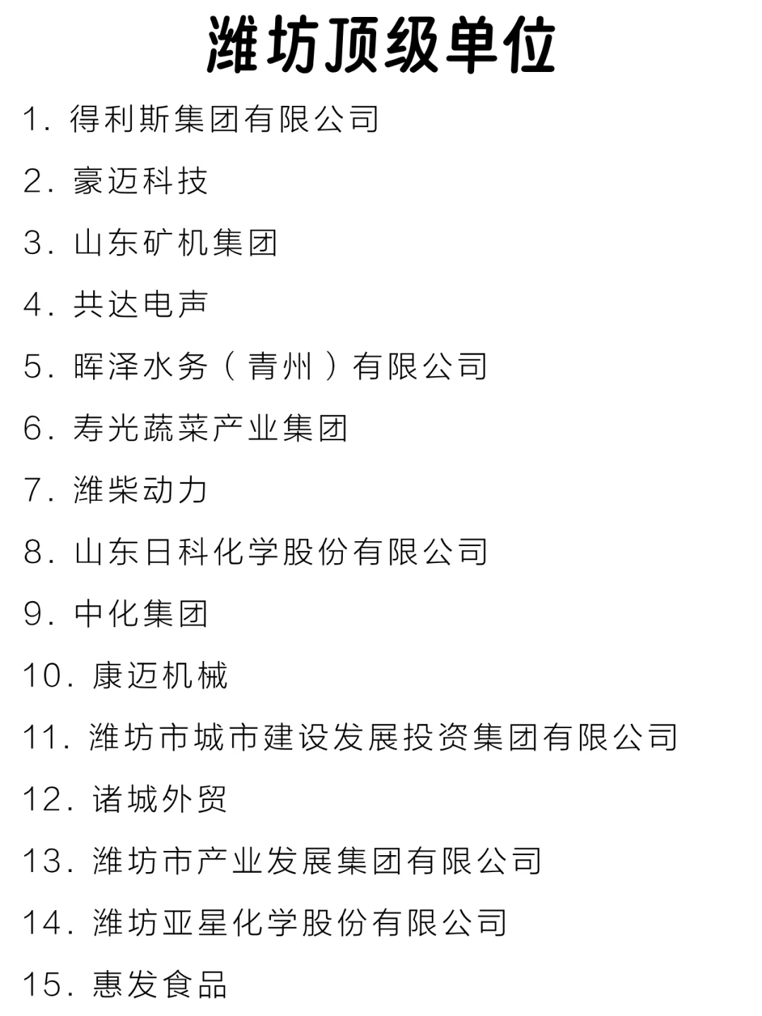 潍坊顶级单位盘点来啦～