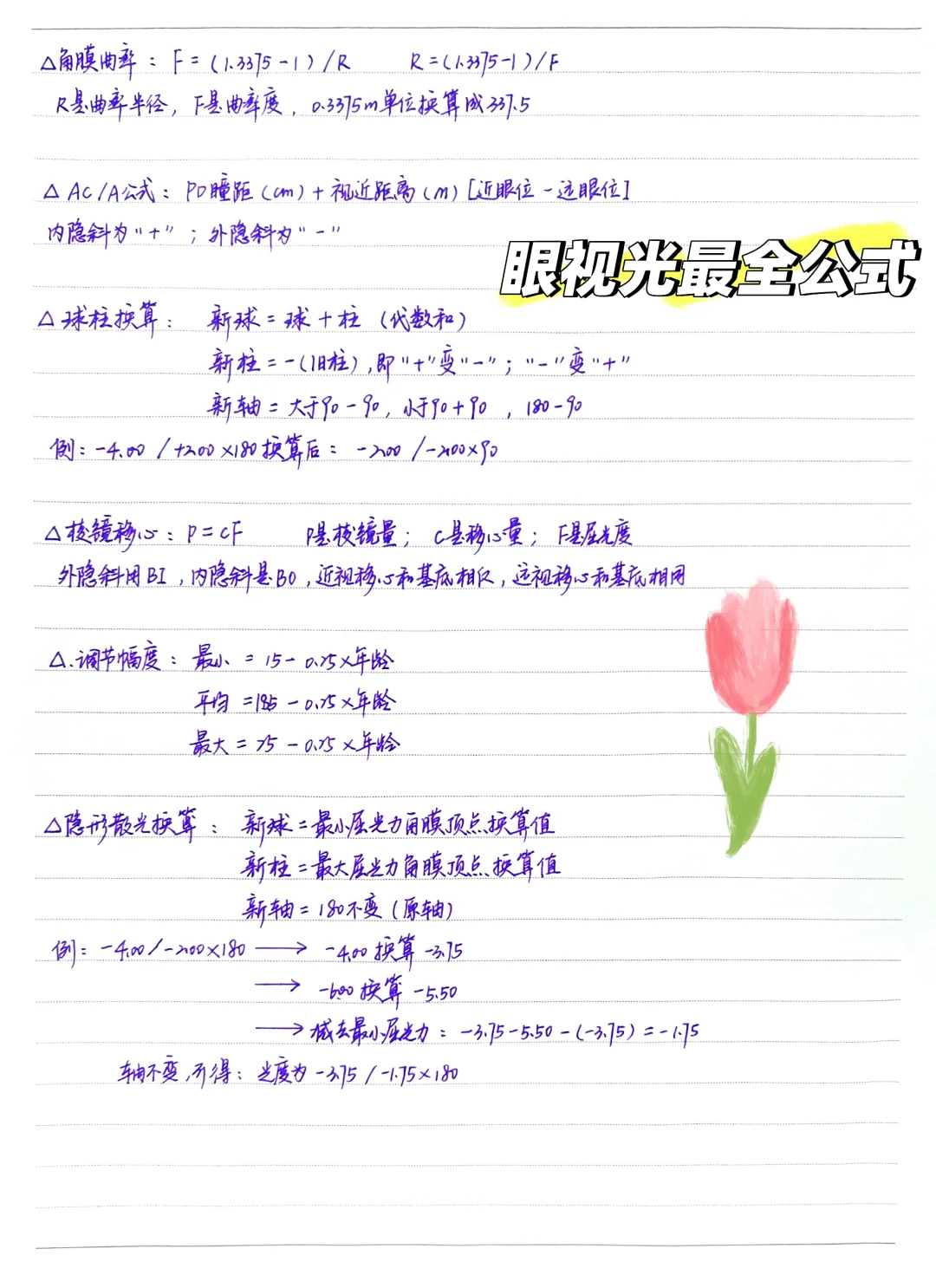 眼视光最全公式汇总