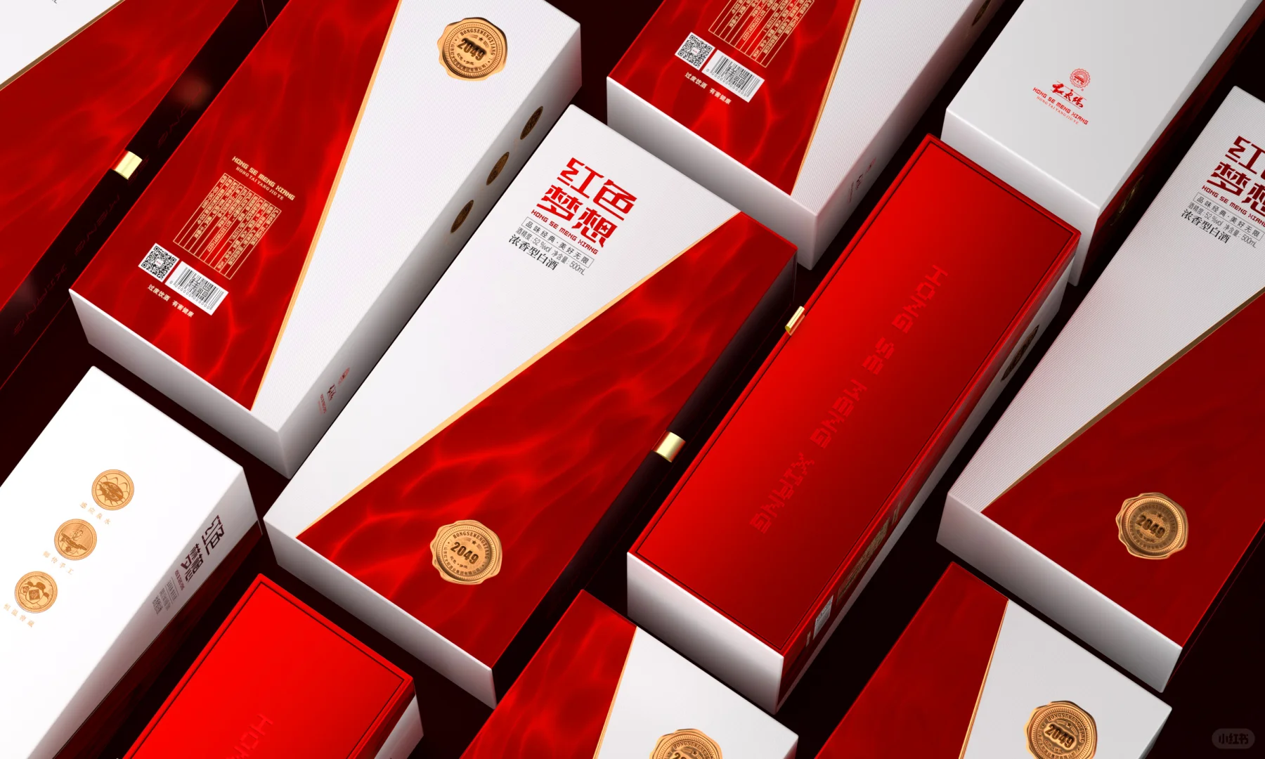 几何破格 + 红金叙事|“红色梦想” 白酒包装