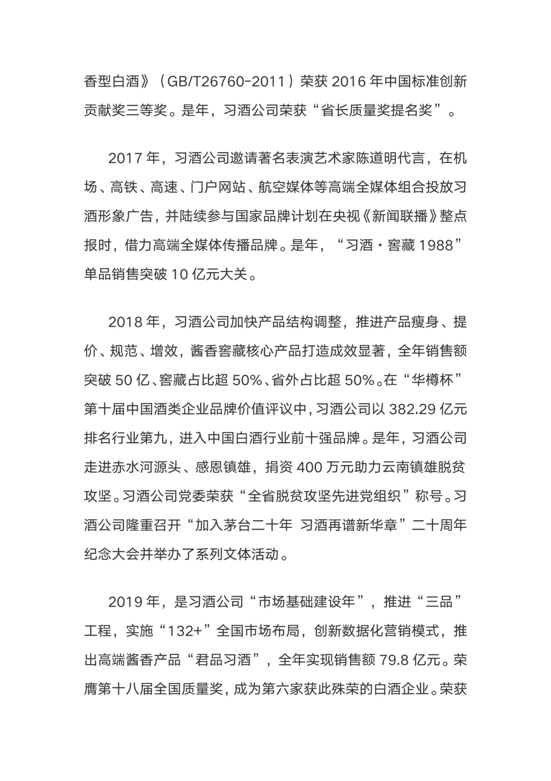 篇幅较长、习酒发展史（公告200人）！