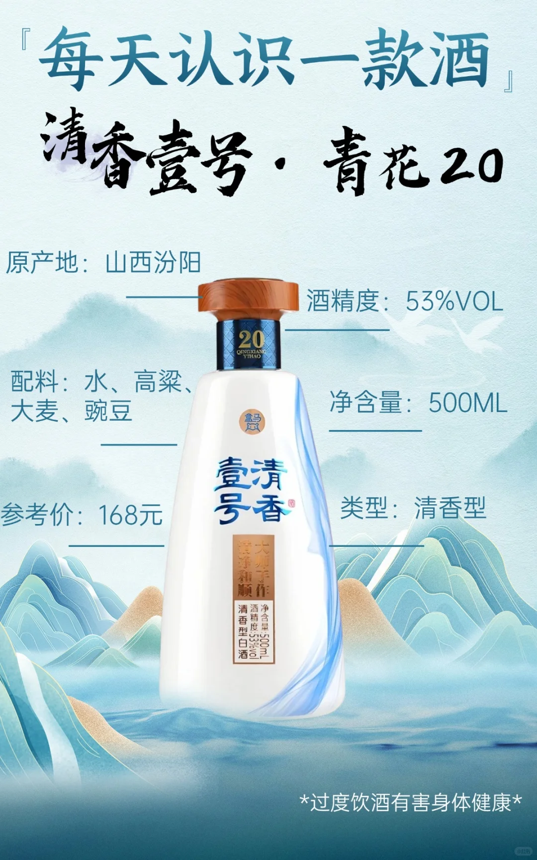 每天认识一款酒｜清香壹号・青花 20