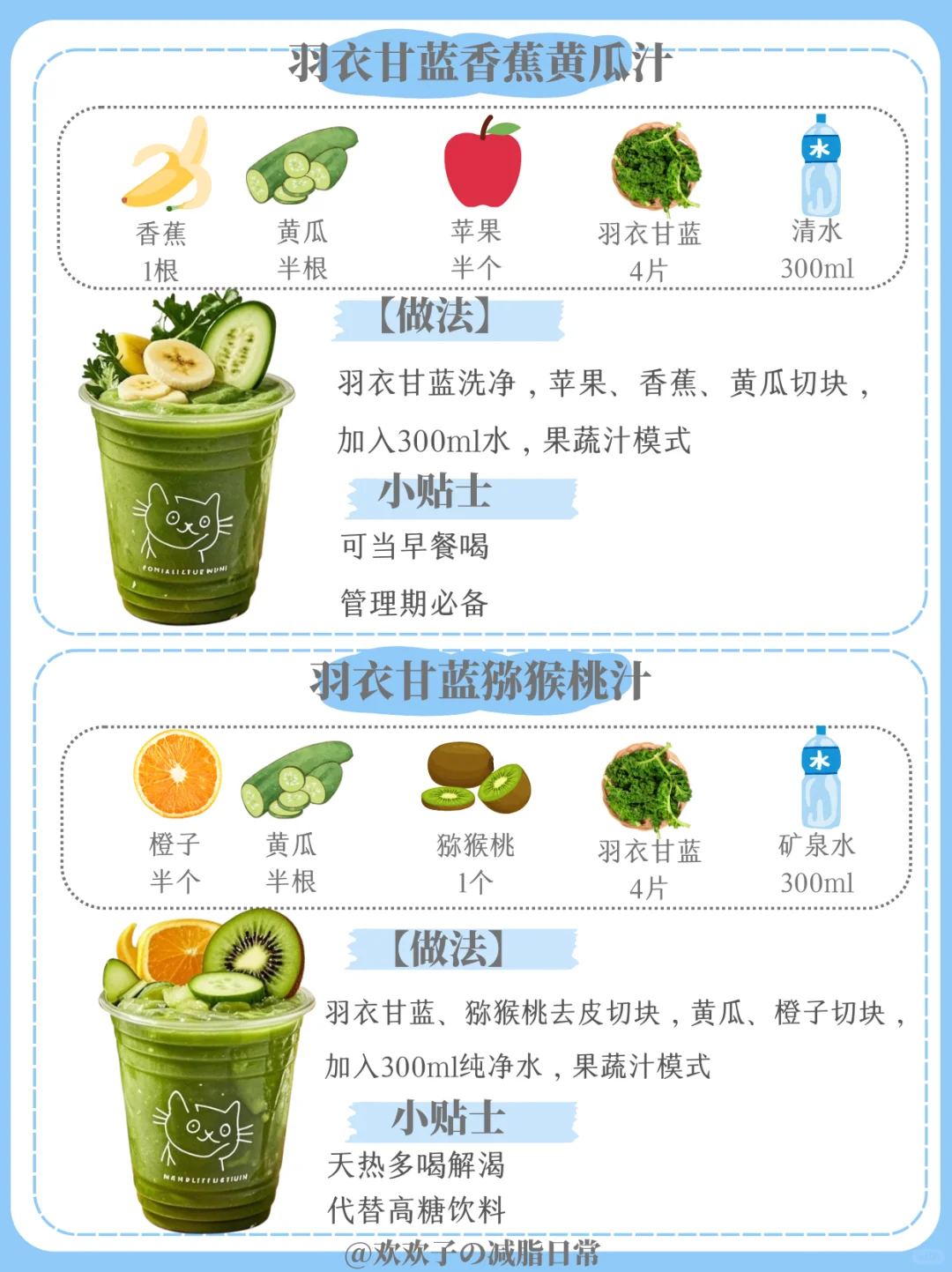 6款羽衣甘蓝果蔬汁?清爽又解腻，低卡还饱腹