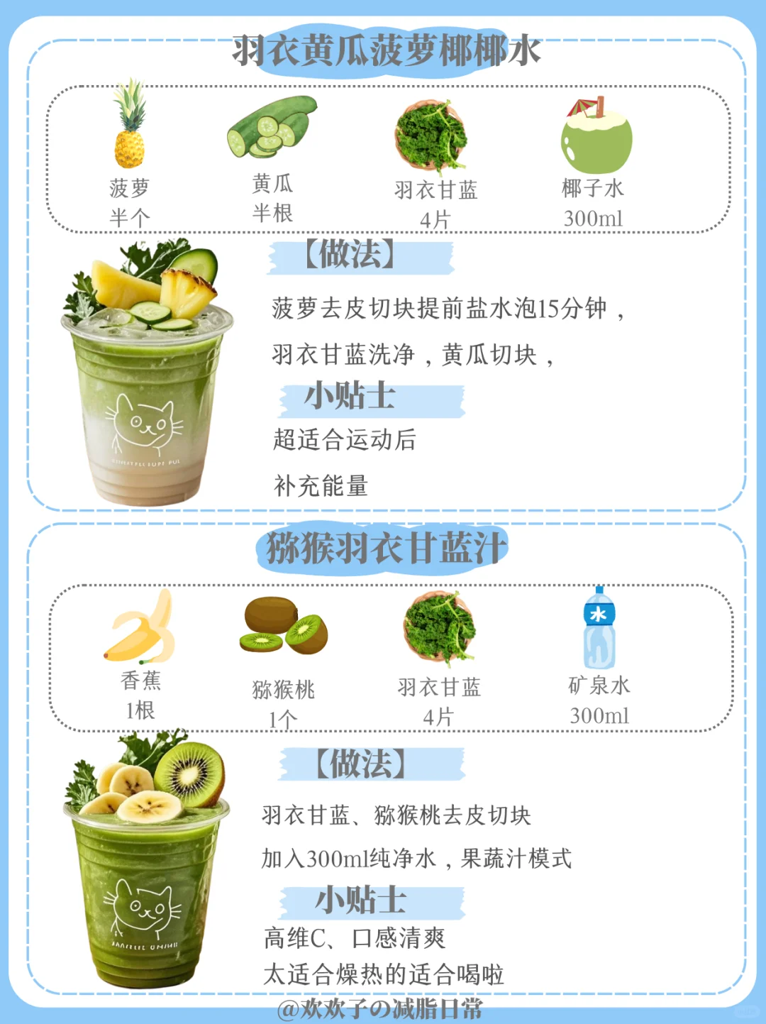 6款羽衣甘蓝果蔬汁?清爽又解腻，低卡还饱腹