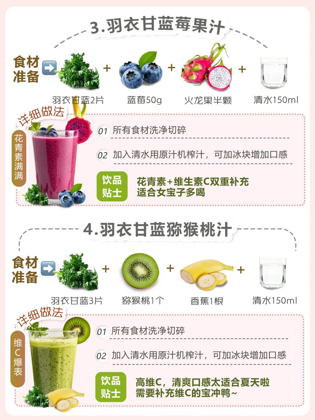 ?6款羽衣甘蓝果蔬汁✅超级食物的魅力✨