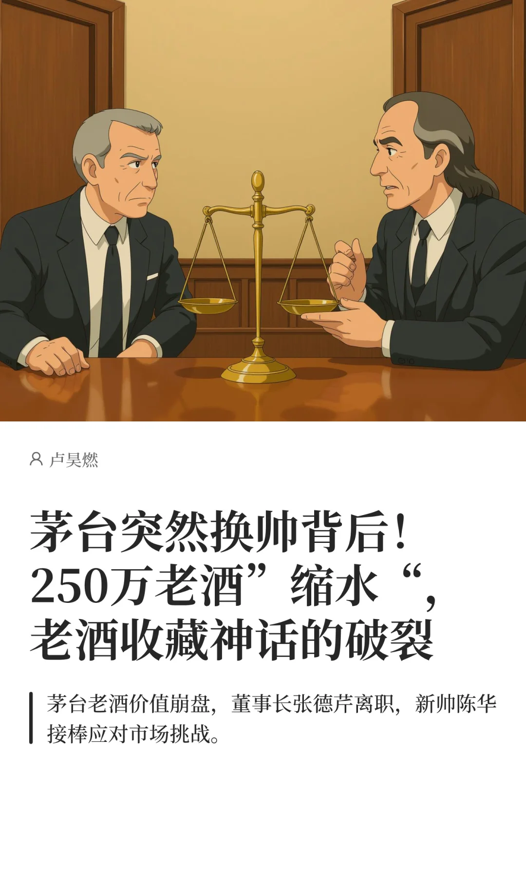 茅台换帅背后，老酒收藏市场神话破裂