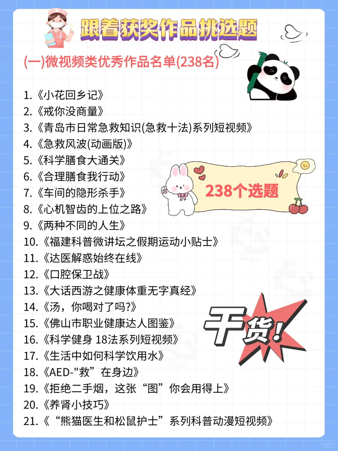 护理科普微视频选题一览打进！