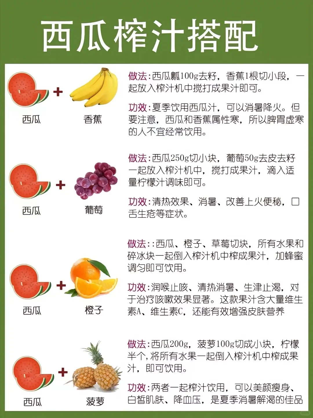 各种水果榨汁的最佳搭配