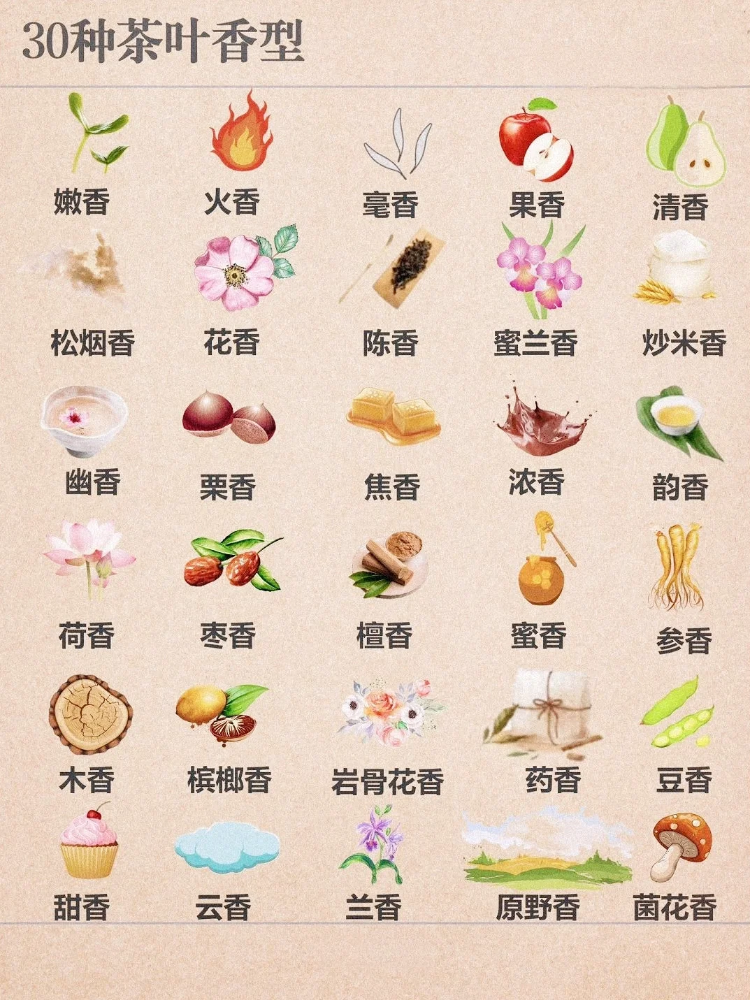 茶知识｜3⃣️0⃣️种茶叶香型，知道一半算你厉害