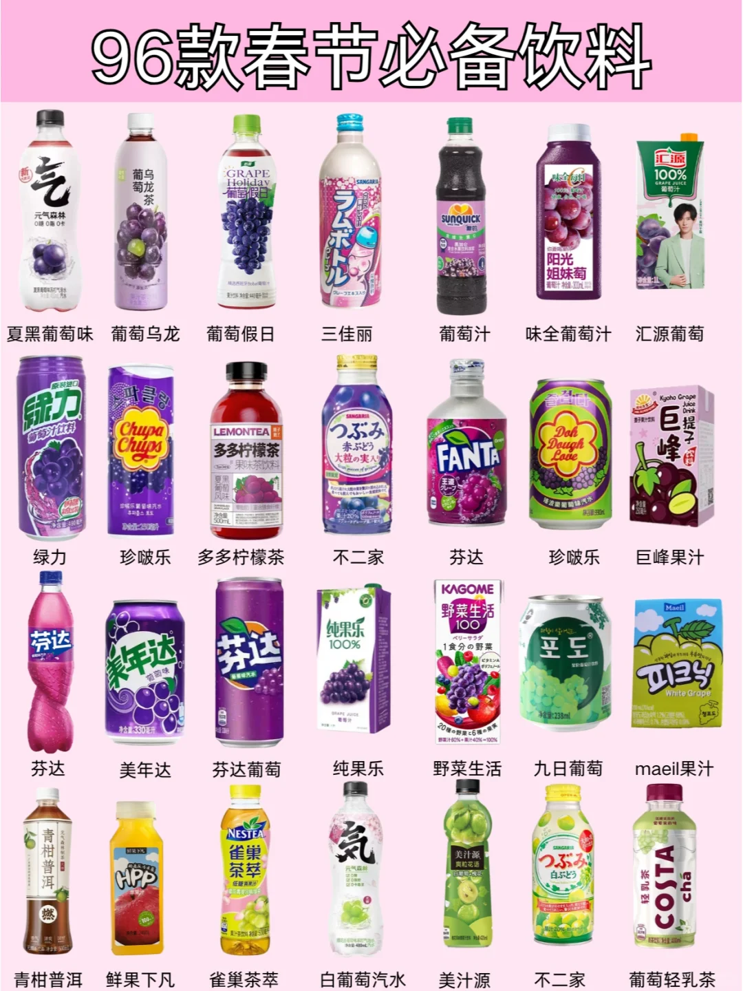 春节必备❗️ 96款过年饮料合集平价又好喝