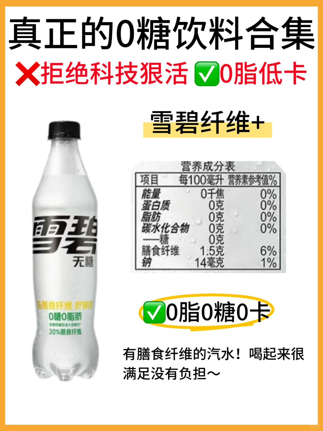?8款真正的0糖0脂饮料合集！配料表干净
