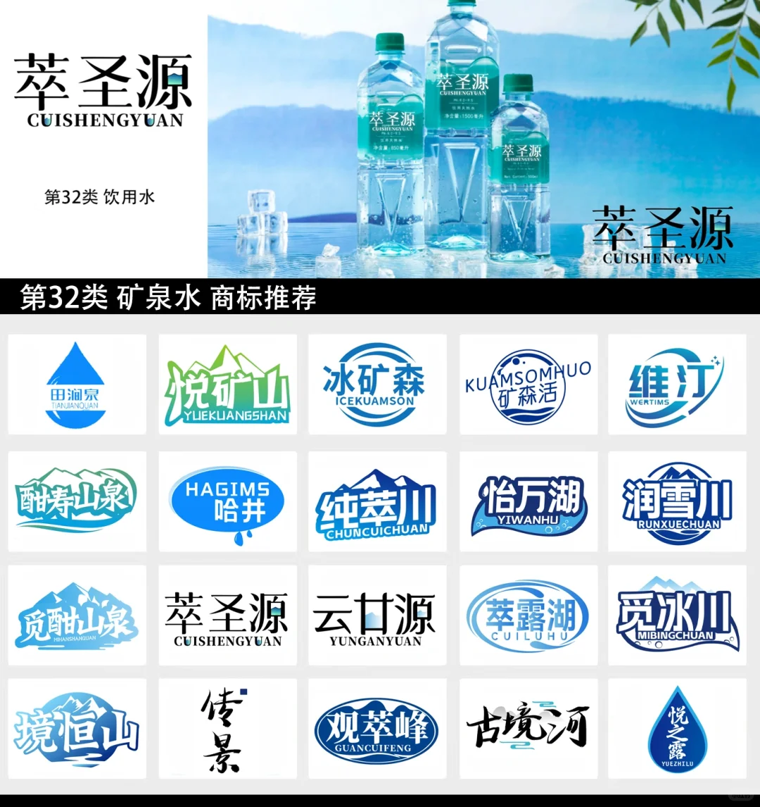 32类 矿泉水 饮用水? 商标推荐