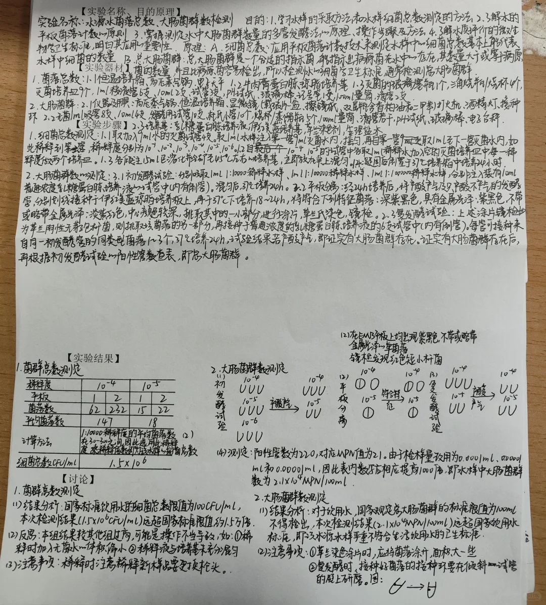 卫生微生物实验—菌落总数、大肠菌群数测定