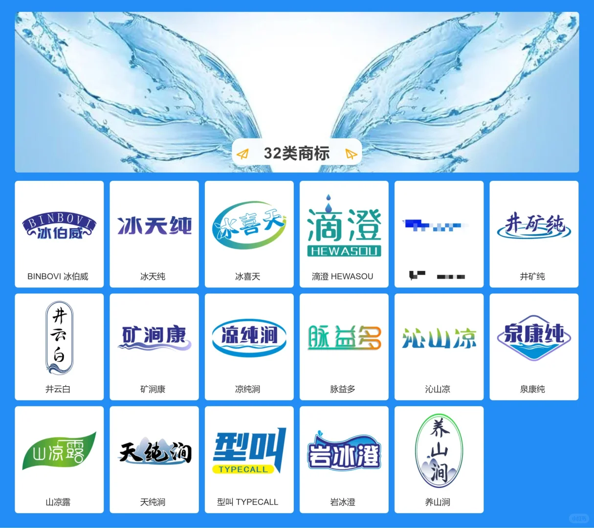 32类 矿泉水 饮用水? 商标推荐