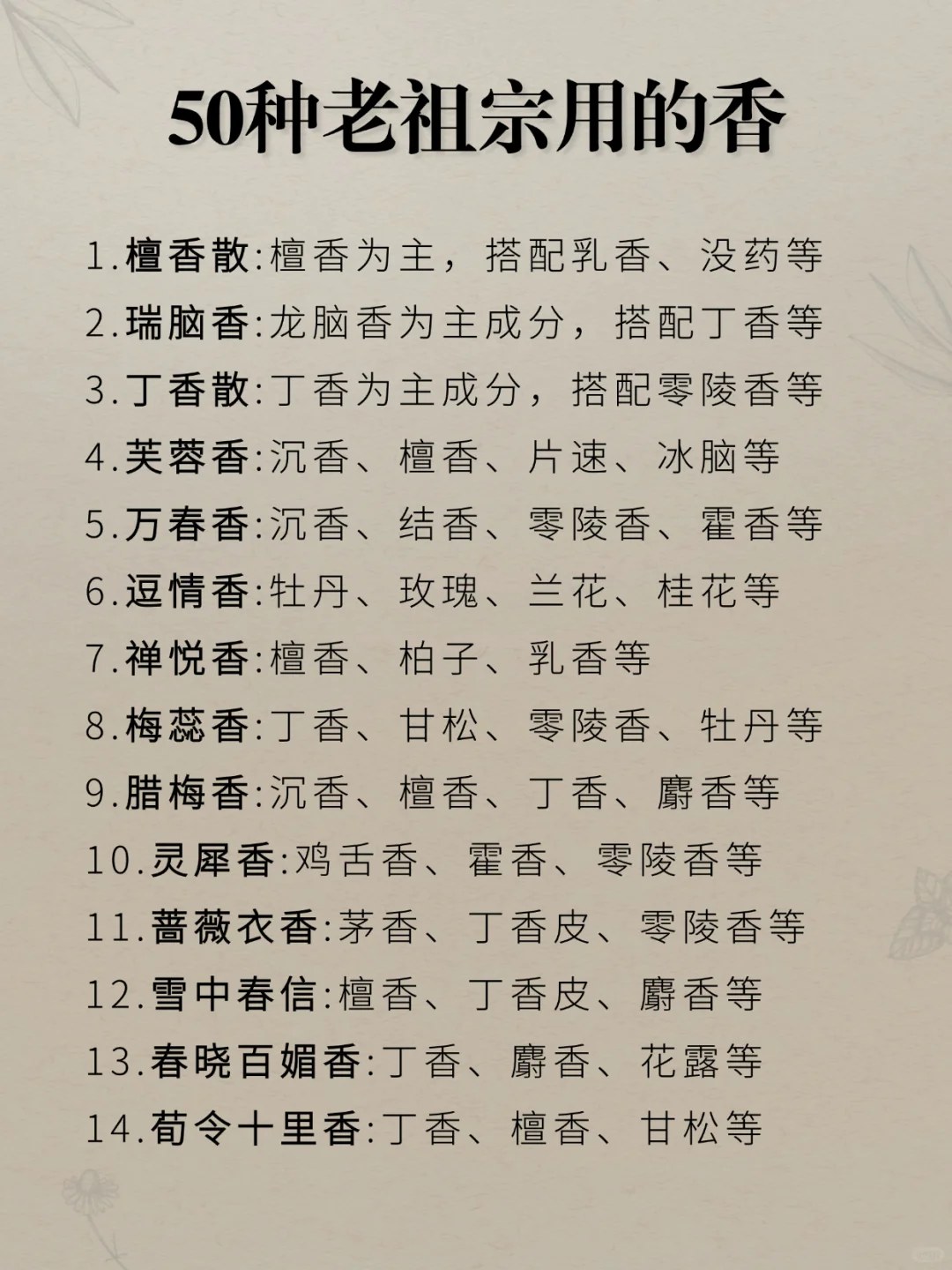 50种老祖宗用过的香！已亲测！