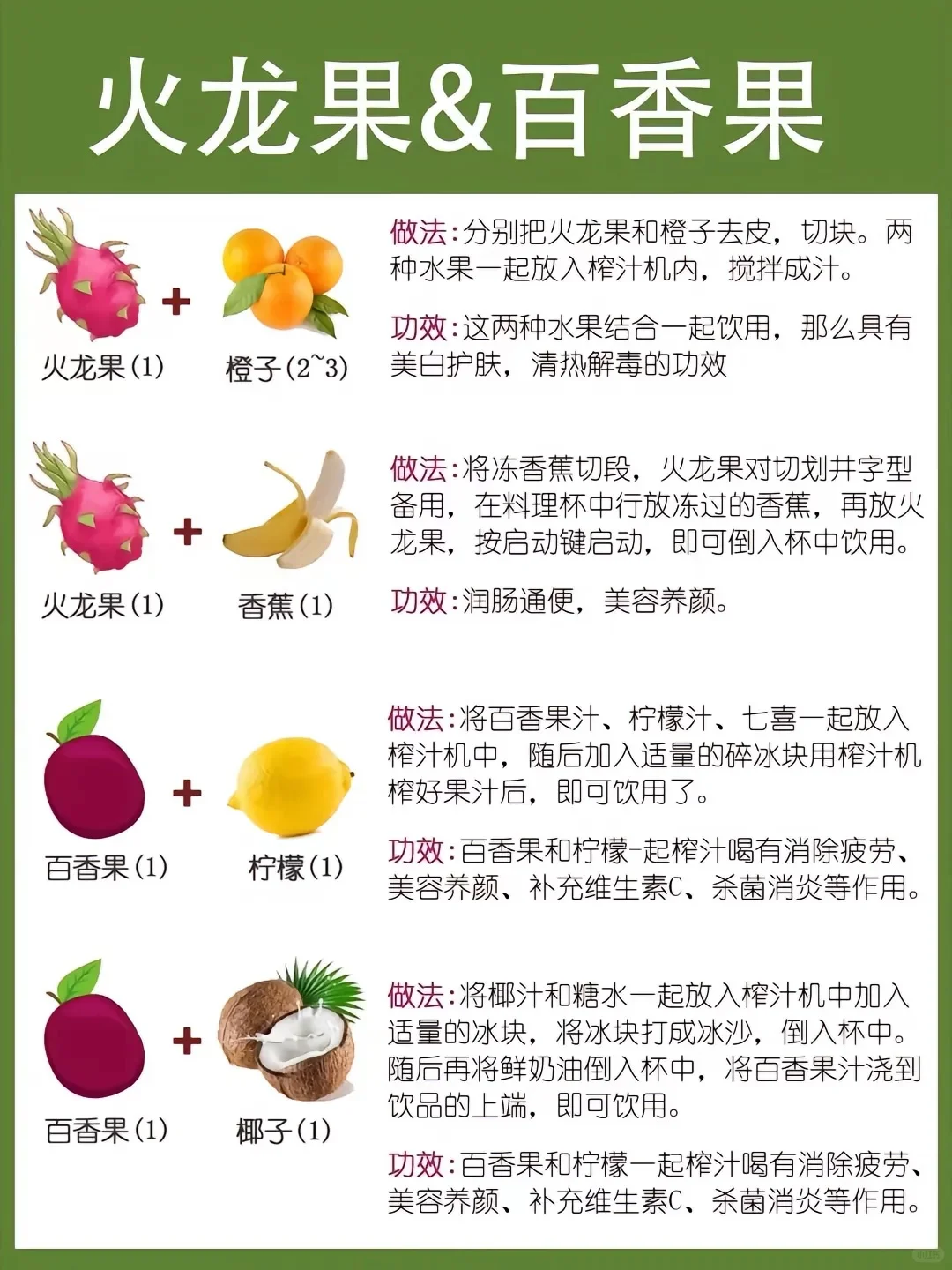 各种水果榨汁的最佳搭配